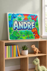 Andre Name Art - Dinosaur Adventure personalized wall print for kids