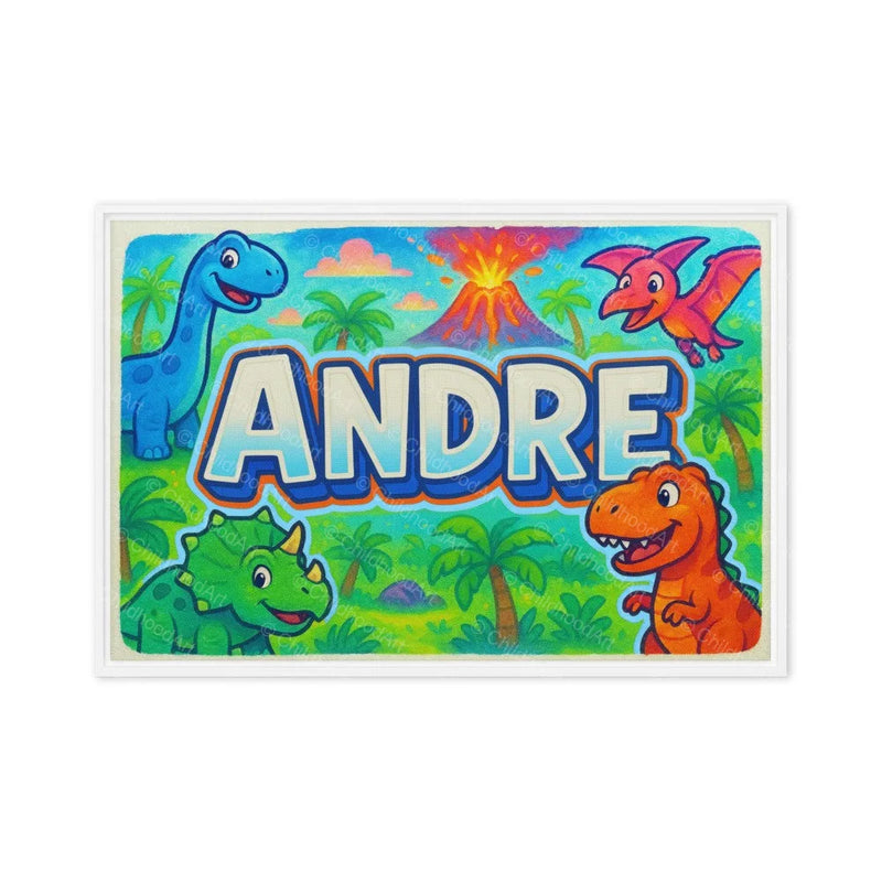 Andre Name Art - Dinosaur Adventure personalized wall print for kids