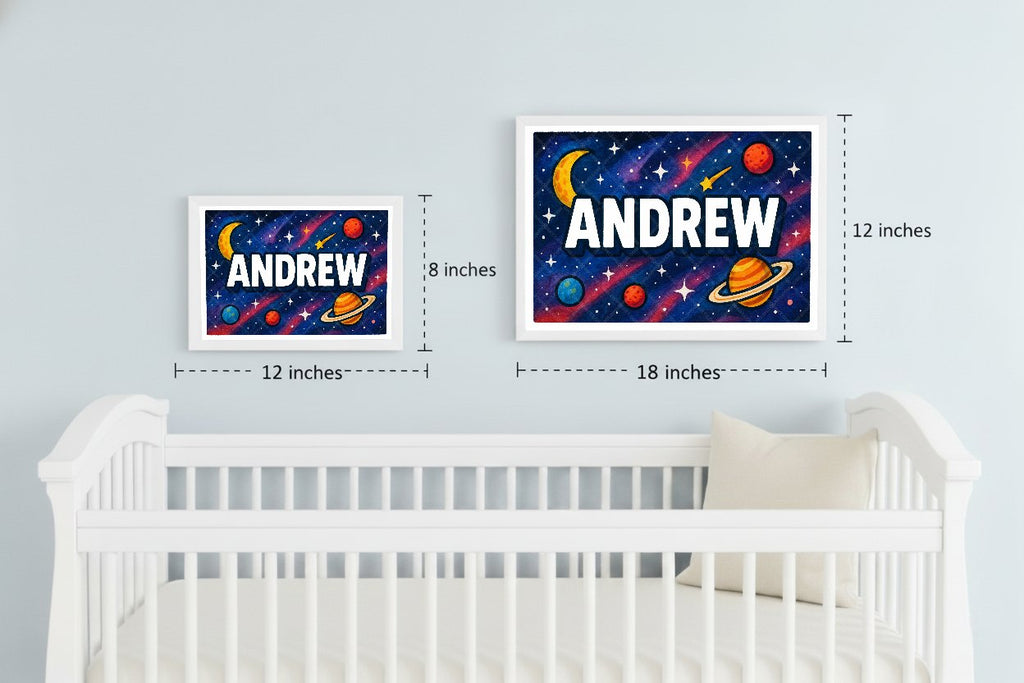 Personalized space nursery art for kids – Andrew name print