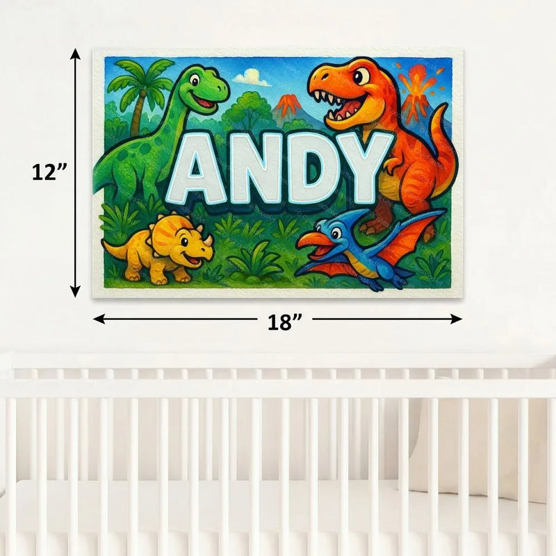 Andy Name Art - Dinosaur Adventure personalized wall print for kids
