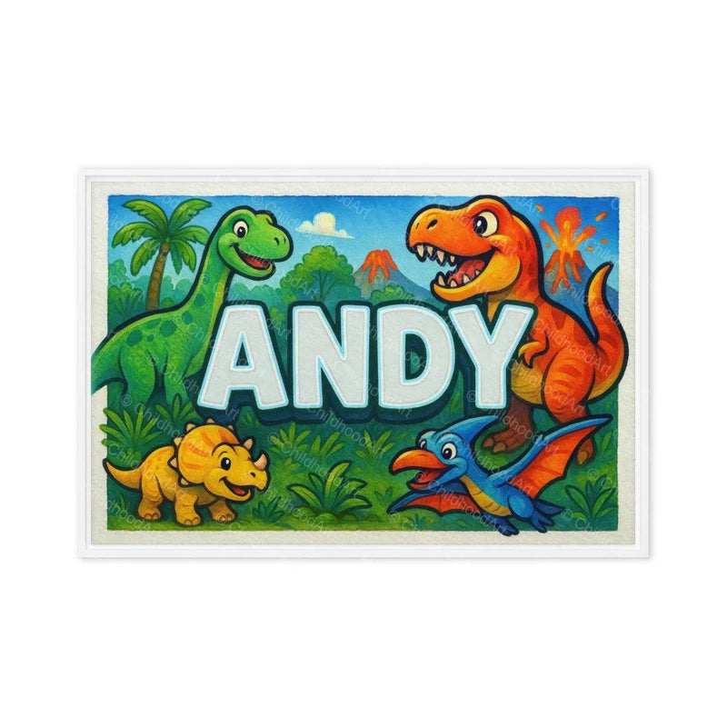 Andy Name Art - Dinosaur Adventure personalized wall print for kids
