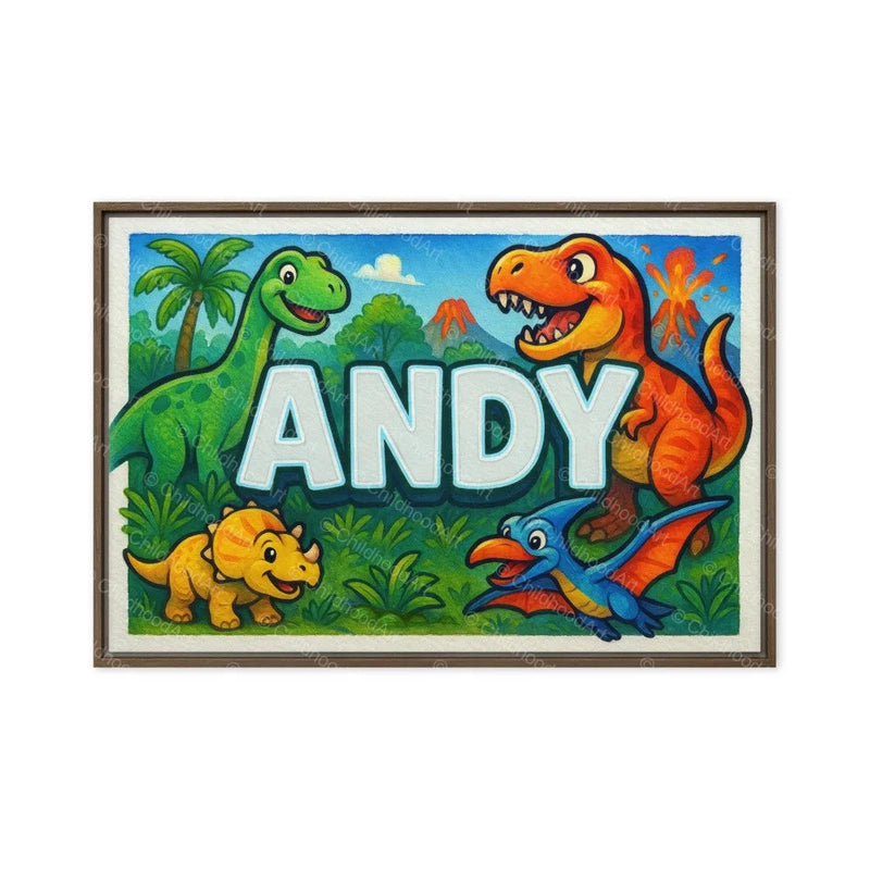 Andy Name Art - Dinosaur Adventure personalized wall print for kids
