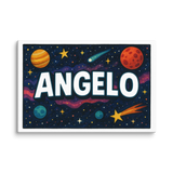 Angelo Name Art - Space Explorers personalized wall print for kids