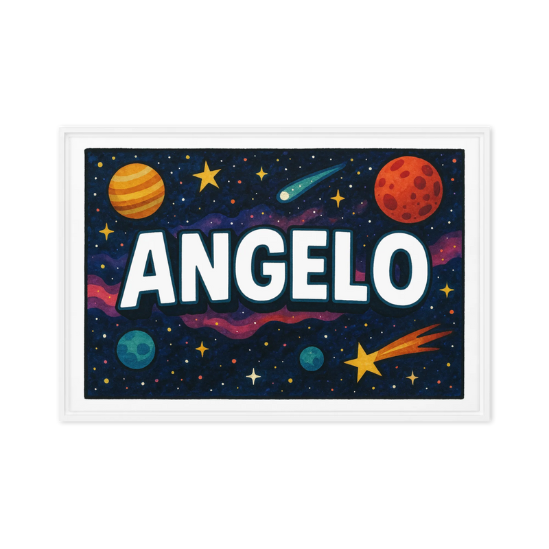 Angelo Name Art - Space Explorers personalized wall print for kids
