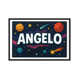 Angelo Name Art - Space Explorers personalized wall print for kids