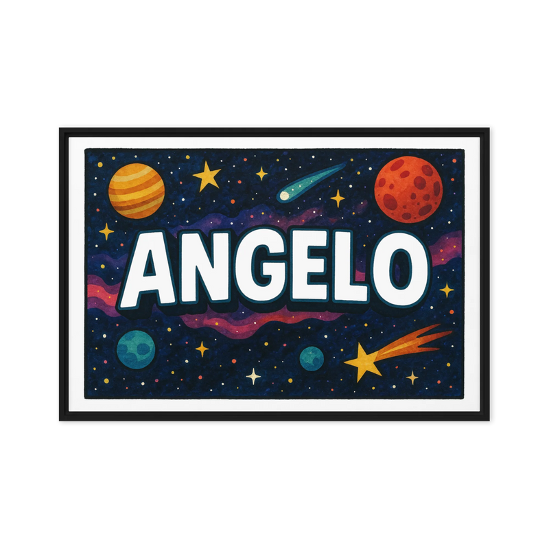Angelo Name Art - Space Explorers personalized wall print for kids