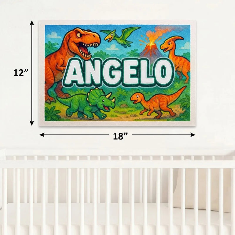 Angelo Name Art - Dinosaur Adventure personalized wall print for kids