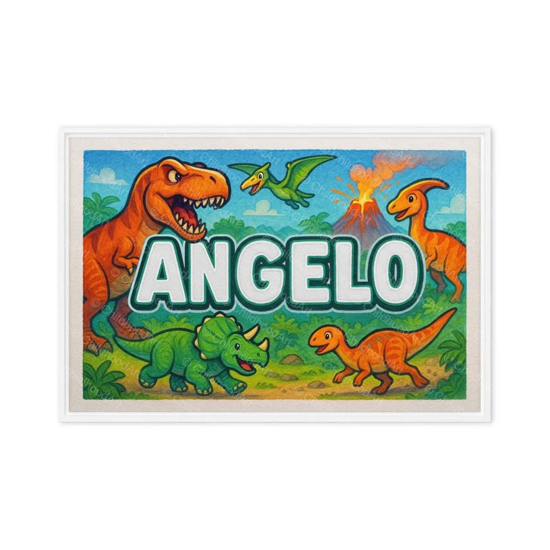 Angelo Name Art - Dinosaur Adventure personalized wall print for kids