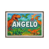 Angelo Name Art - Dinosaur Adventure personalized wall print for kids