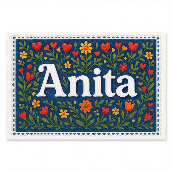 Personalized Anita name art print in the Floral farmhouse style