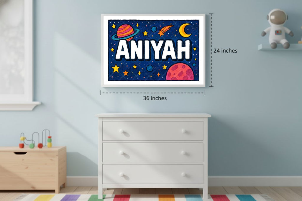 Personalized space nursery art for kids – Aniyah name print