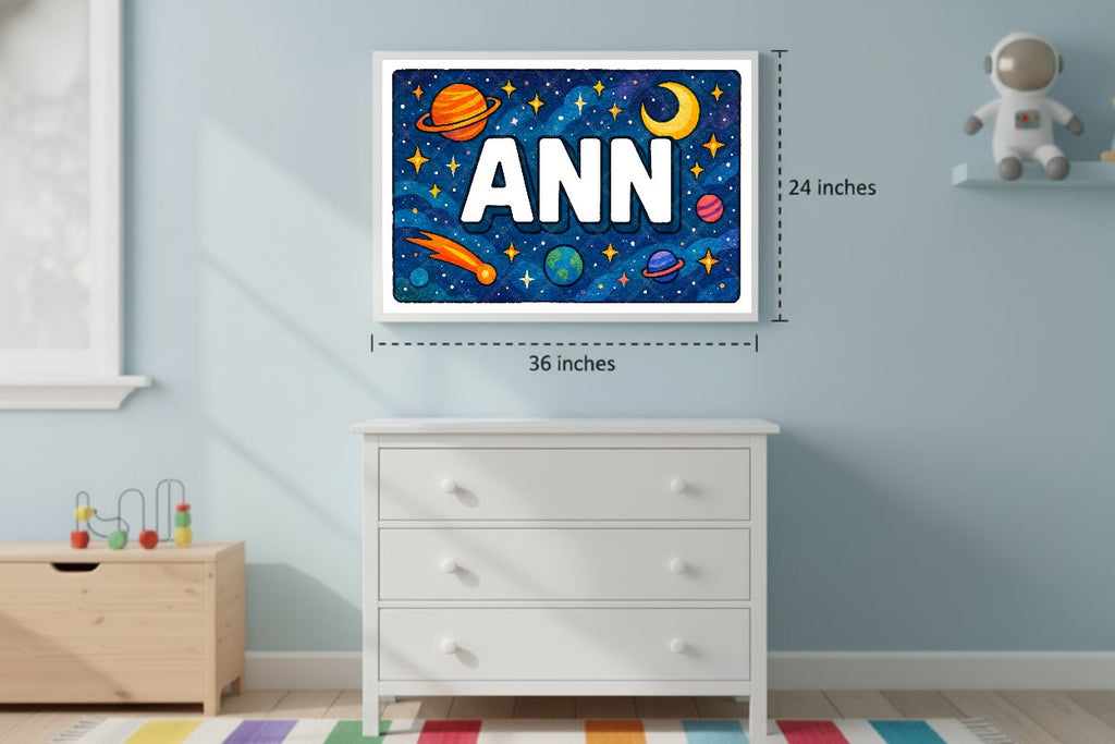 Personalized space nursery art for kids – Ann name print