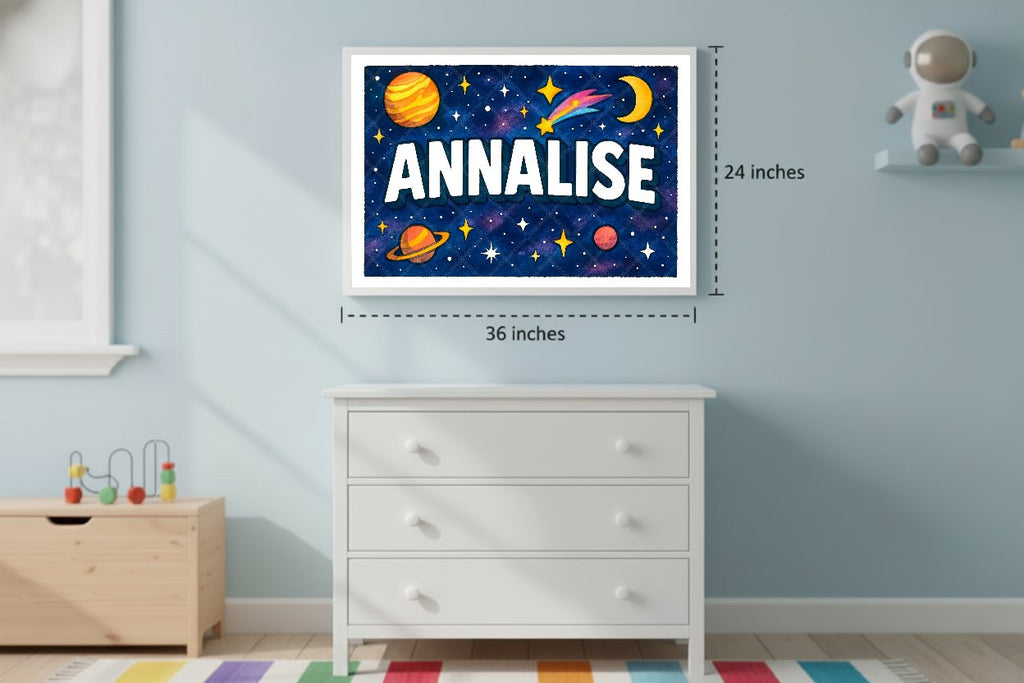Personalized space nursery art for kids – Annalise name print