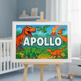 Apollo Name Art - Dinosaur Adventure personalized wall print for kids