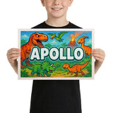 Apollo Name Art - Dinosaur Adventure personalized wall print for kids