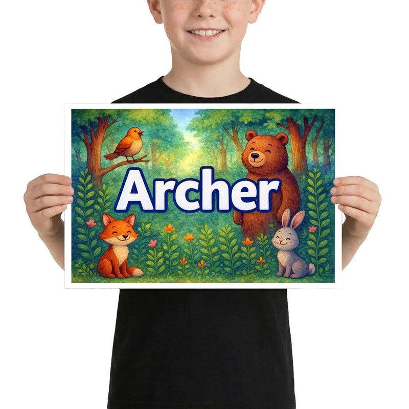 Calm archer Forest Friends Personalized Wall Art
