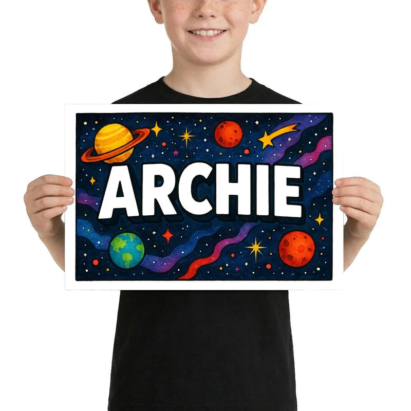 Adventurous archie Space Explorer Name Art