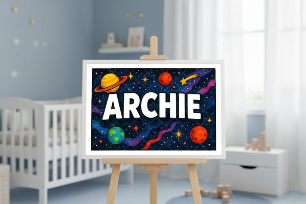 "Archie" Amongst the Stars Personalized Space Artwork