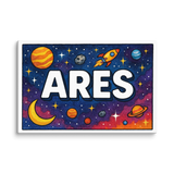 Ares Name Art - Space Explorers personalized wall print for kids