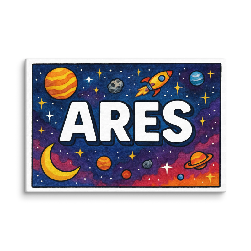 Ares Name Art - Space Explorers personalized wall print for kids