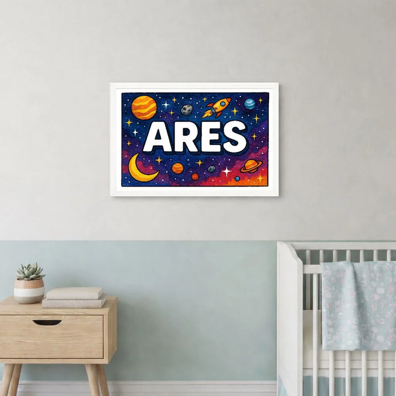 Ares Name Art - Space Explorers personalized wall print for kids