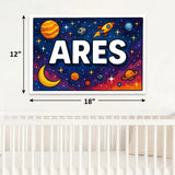 Ares Name Art - Space Explorers personalized wall print for kids