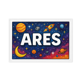 Ares Name Art - Space Explorers personalized wall print for kids