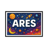 Ares Name Art - Space Explorers personalized wall print for kids