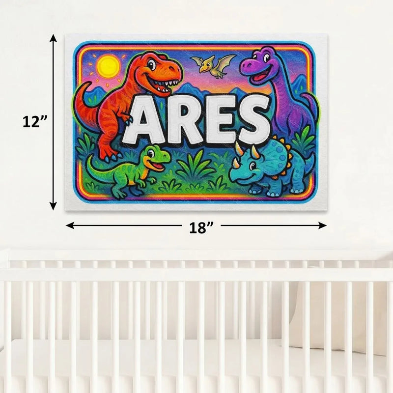 Ares Name Art - Dinosaur Adventure personalized wall print for kids