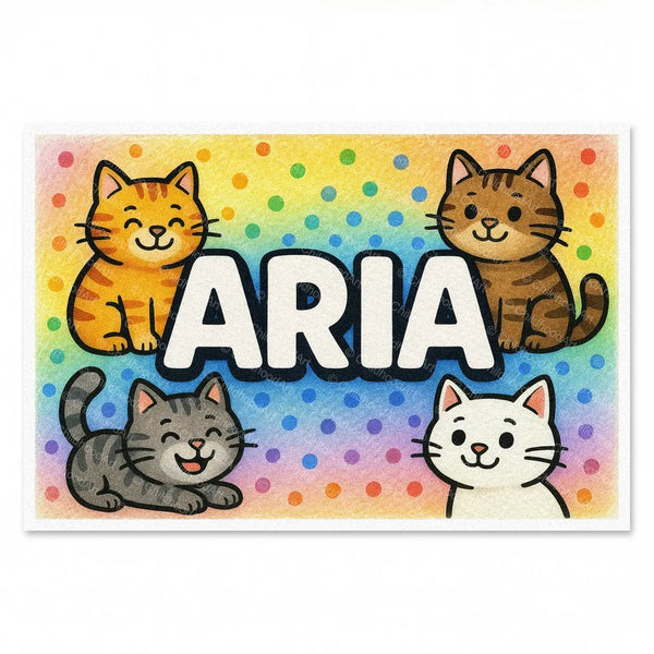 Aria Colorful Cats Name Art