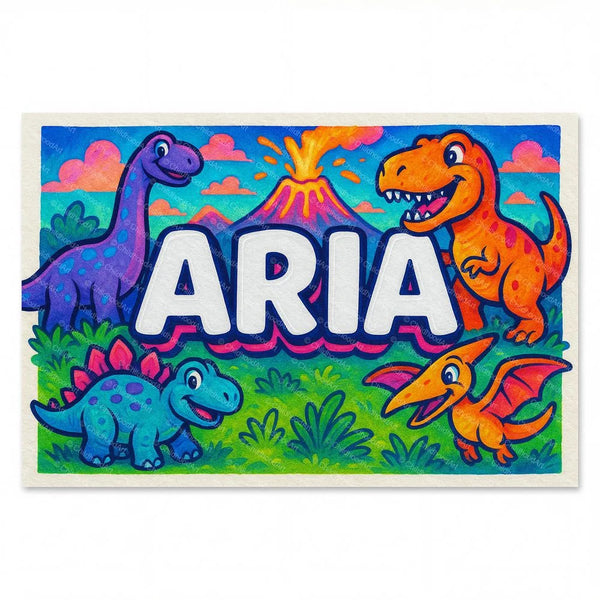 Aria Personalized Name Art - Dinosaur Adventure