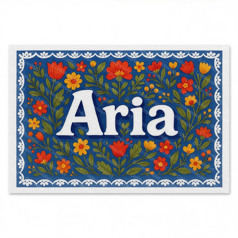 Calm personalized name art for Aria