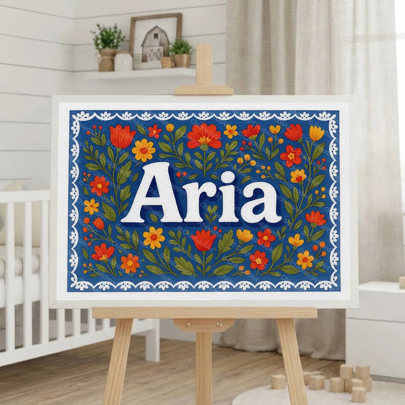 Calm personalized name art for Aria
