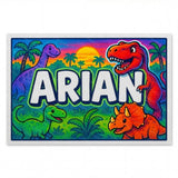 Arian Name Art - Dinosaur Adventure personalized wall print for kids