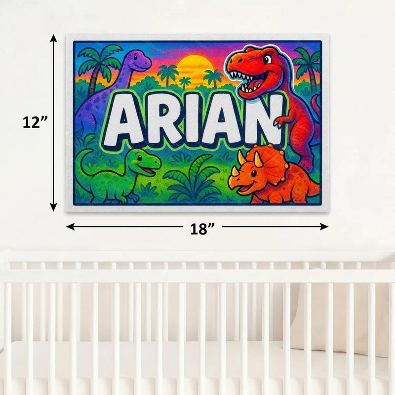 Arian Name Art - Dinosaur Adventure personalized wall print for kids
