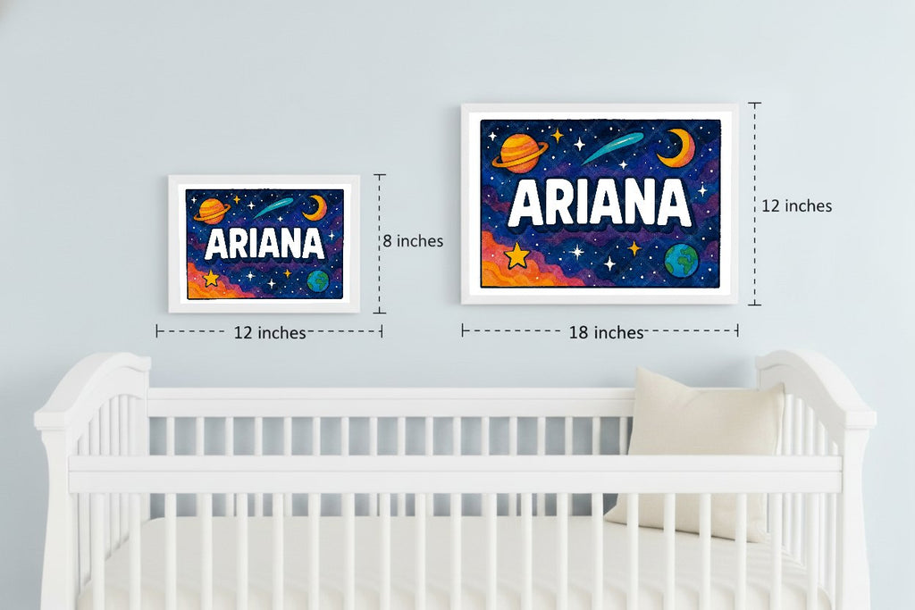 Personalized space nursery art for kids – Ariana name print