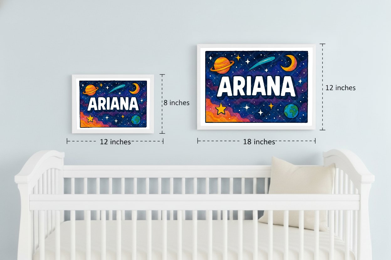 Personalized space nursery art for kids – Ariana name print