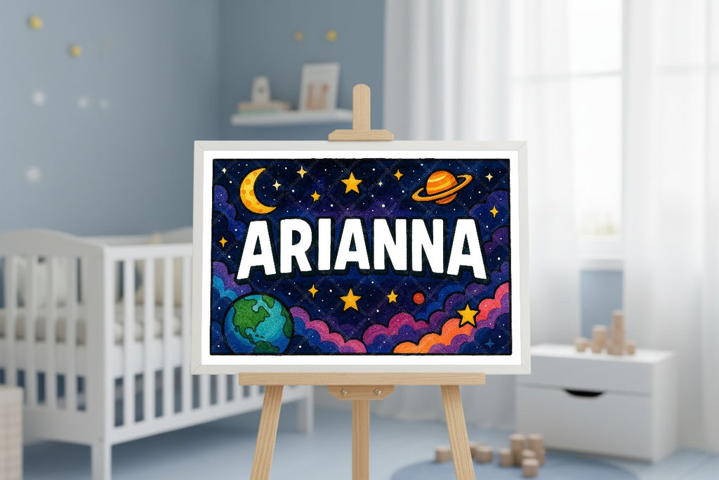 Personalized space nursery art for kids – Arianna name print