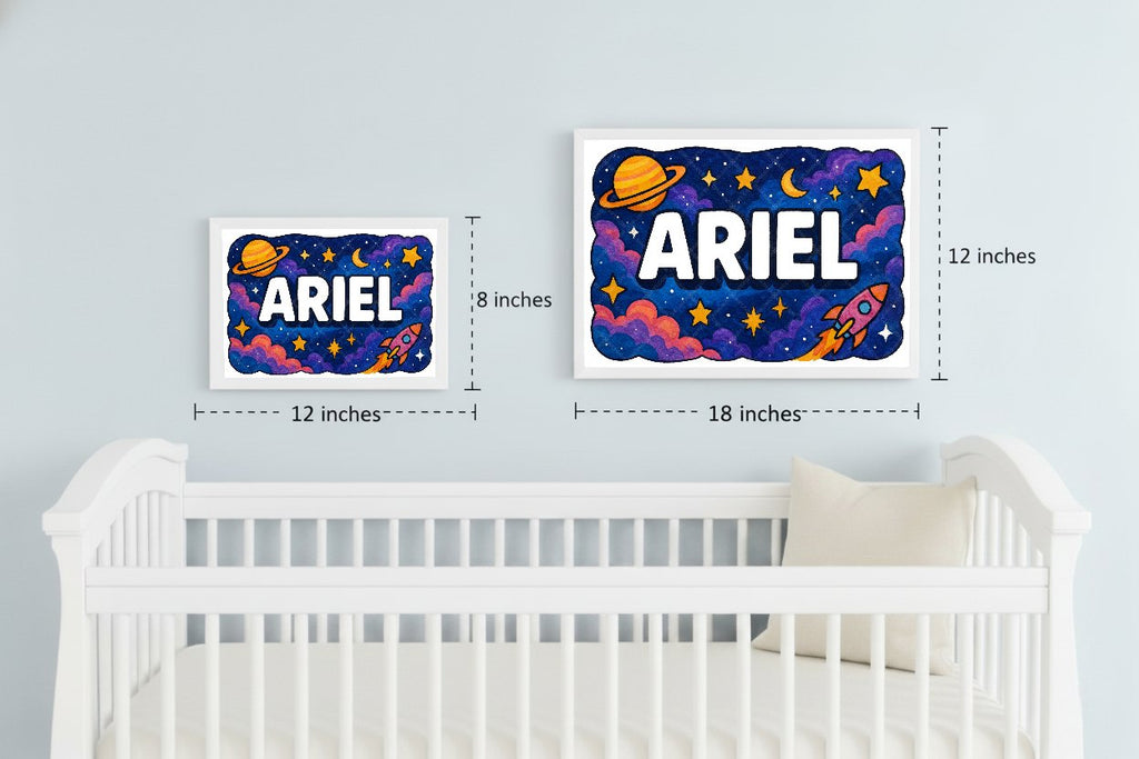 Personalized space nursery art for kids – Ariel name print
