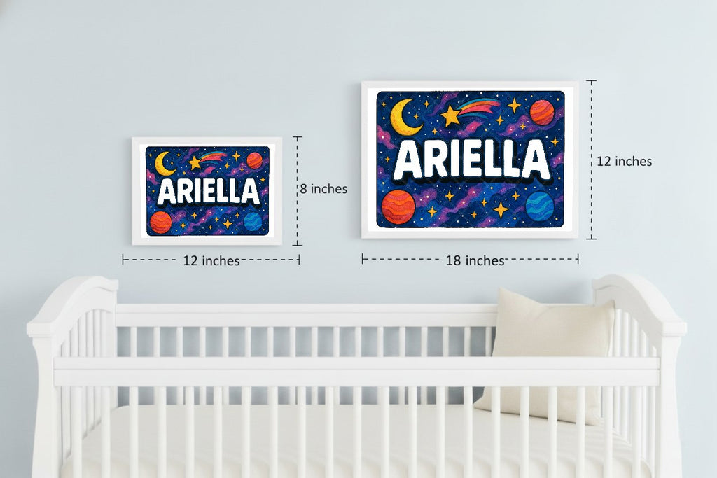 Personalized space nursery art for kids – Ariella name print
