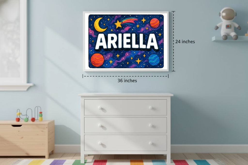 Personalized space nursery art for kids – Ariella name print