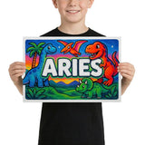 Aries Name Art - Dinosaur Adventure personalized wall print for kids
