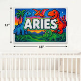 Aries Name Art - Dinosaur Adventure personalized wall print for kids