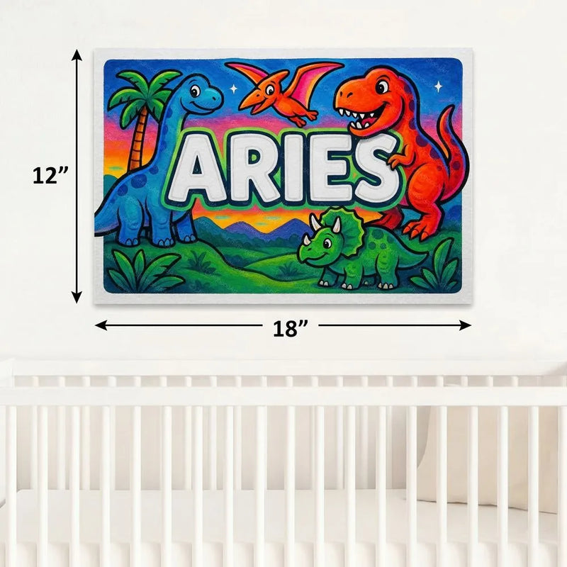 Aries Name Art - Dinosaur Adventure personalized wall print for kids