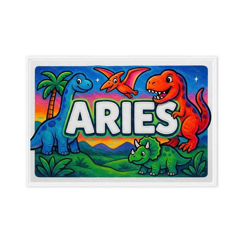 Aries Name Art - Dinosaur Adventure personalized wall print for kids