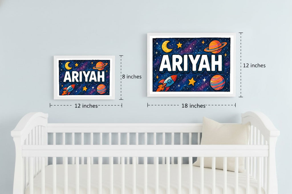 Personalized space nursery art for kids – Ariyah name print