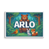 Arlo Name Art - Forest Friends personalized wall print for kids