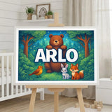 Arlo Name Art - Forest Friends personalized wall print for kids