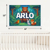 Arlo Name Art - Forest Friends personalized wall print for kids