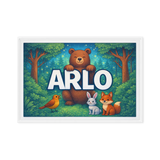 Arlo Name Art - Forest Friends personalized wall print for kids